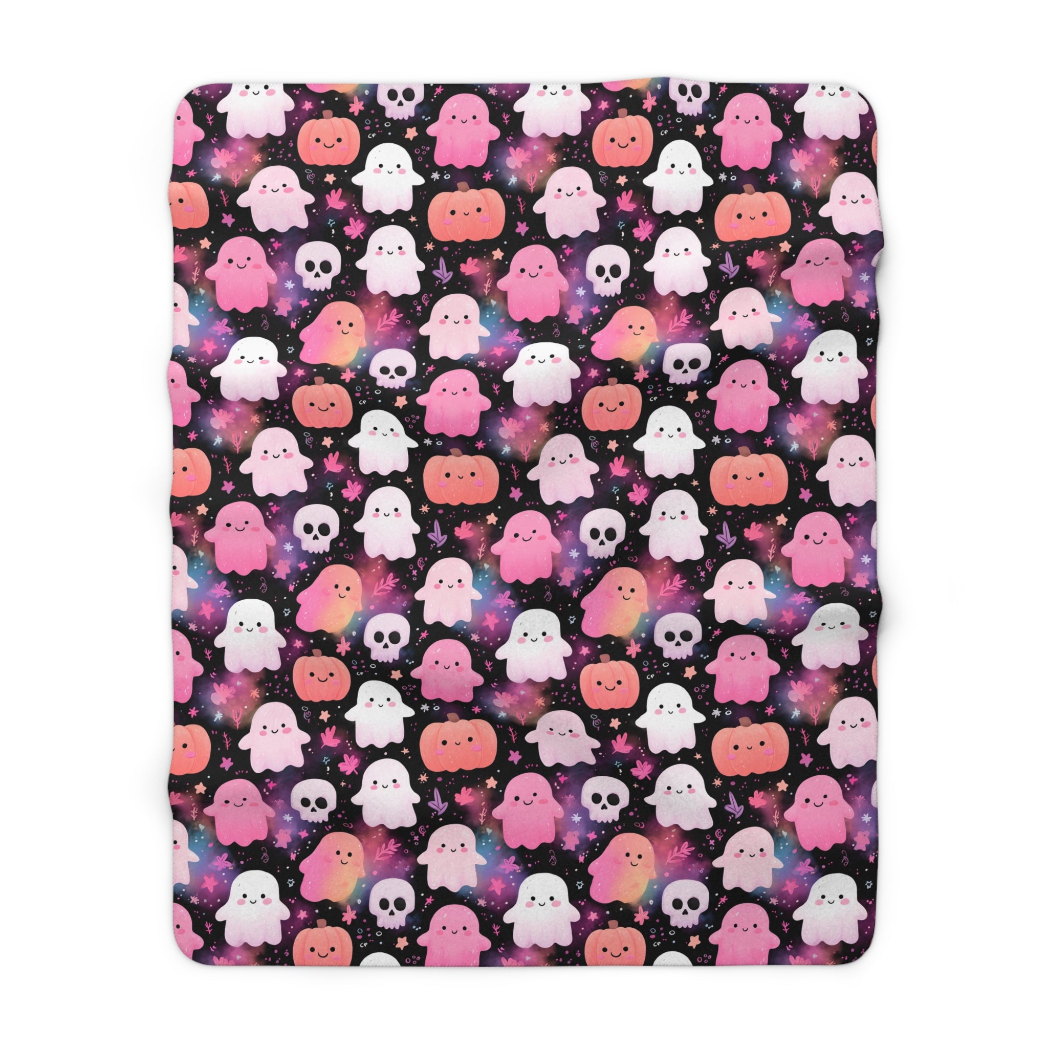 Halloween Ghost & Pumpkin Sherpa Blanket