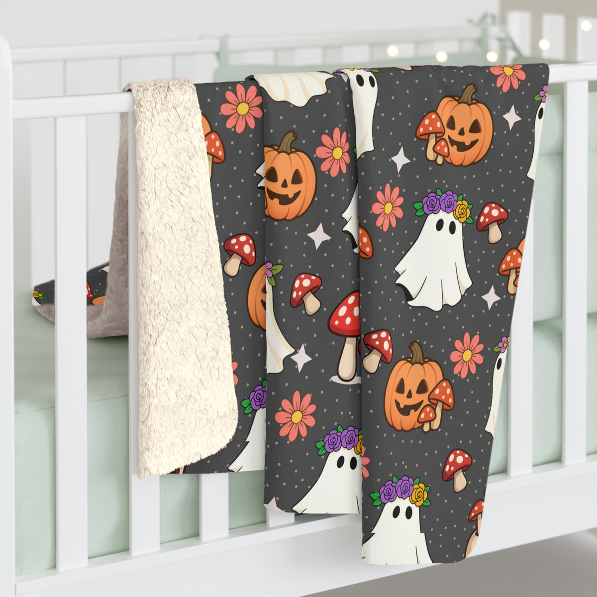 Halloween Ghosts & Pumpkins Sherpa Fleece Blanket