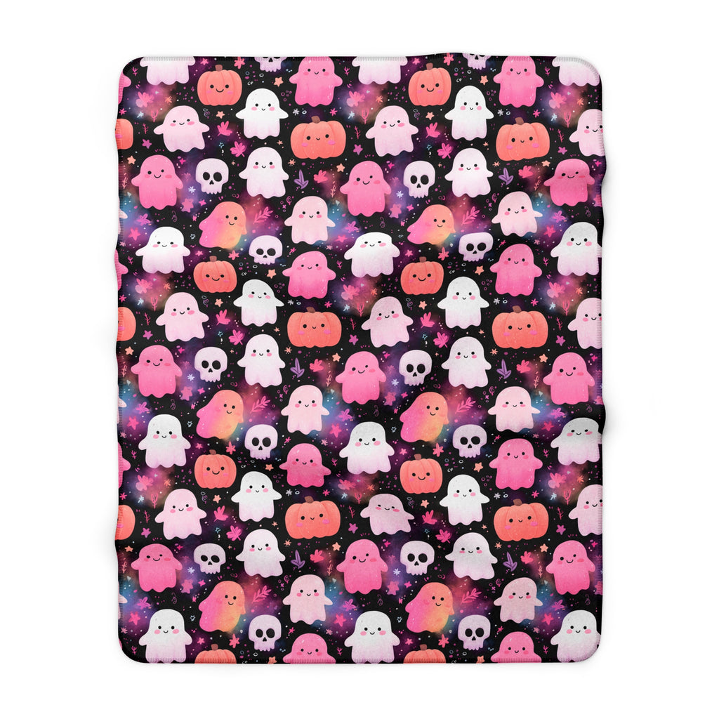Halloween Ghost & Pumpkin Sherpa Blanket