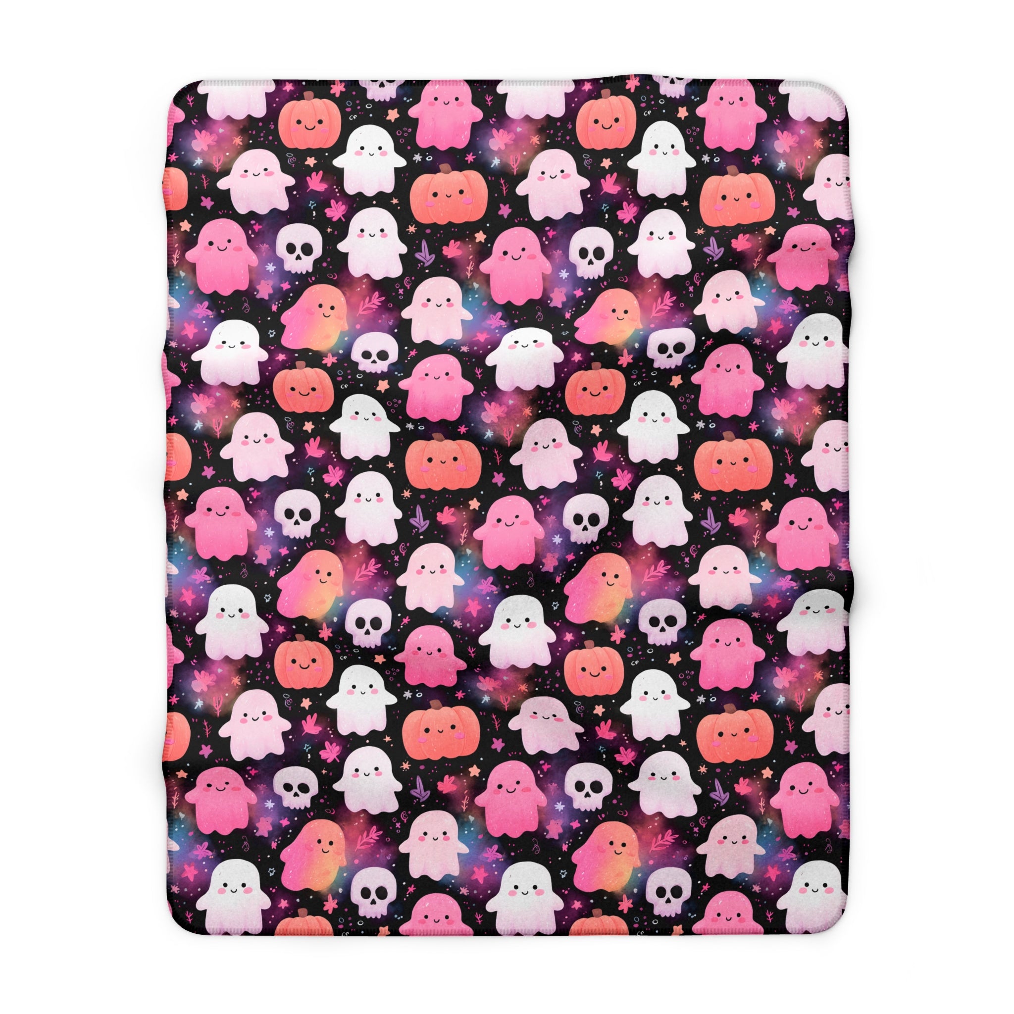 Halloween Ghost & Pumpkin Sherpa Blanket