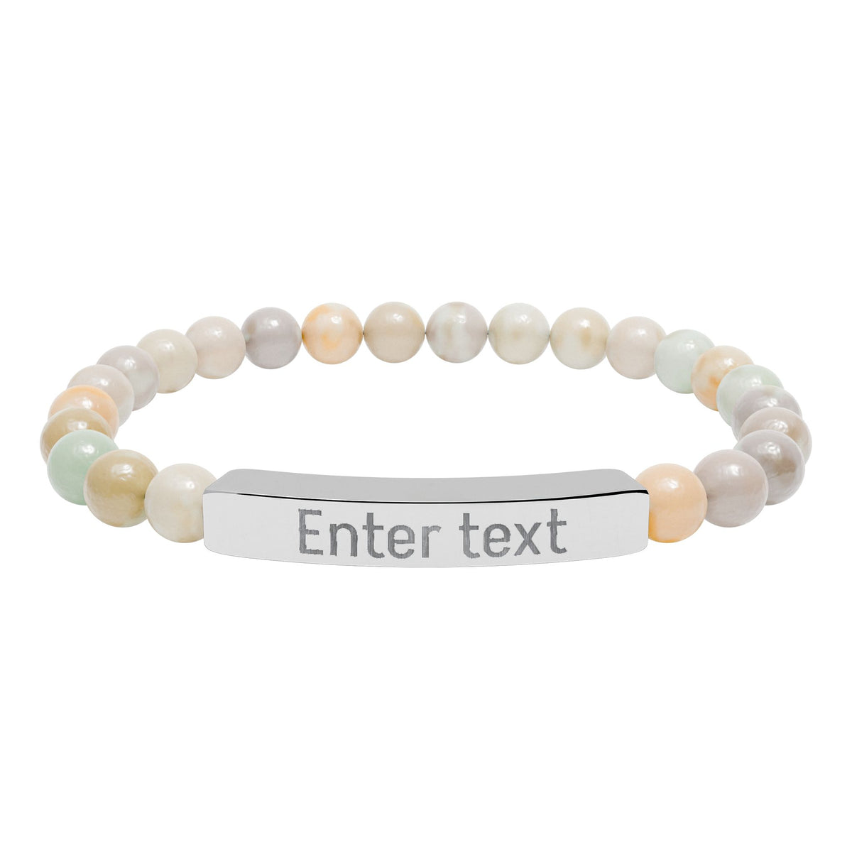 Natural Stone Stretch Bar Bracelet (Engraving)