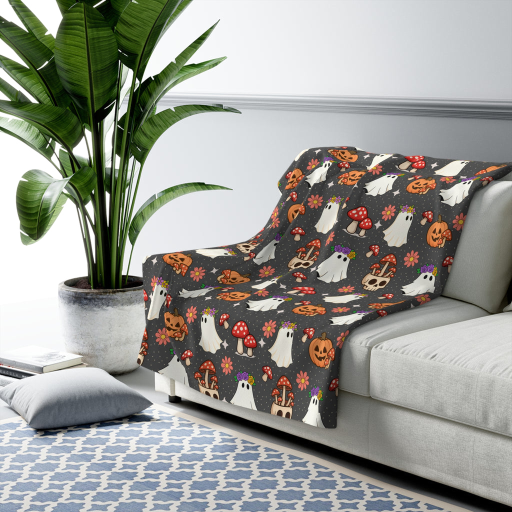 Halloween Ghosts & Pumpkins Sherpa Fleece Blanket