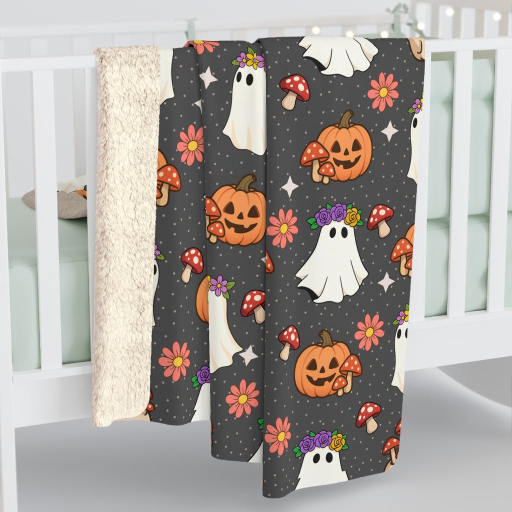 Halloween Ghosts & Pumpkins Sherpa Fleece Blanket