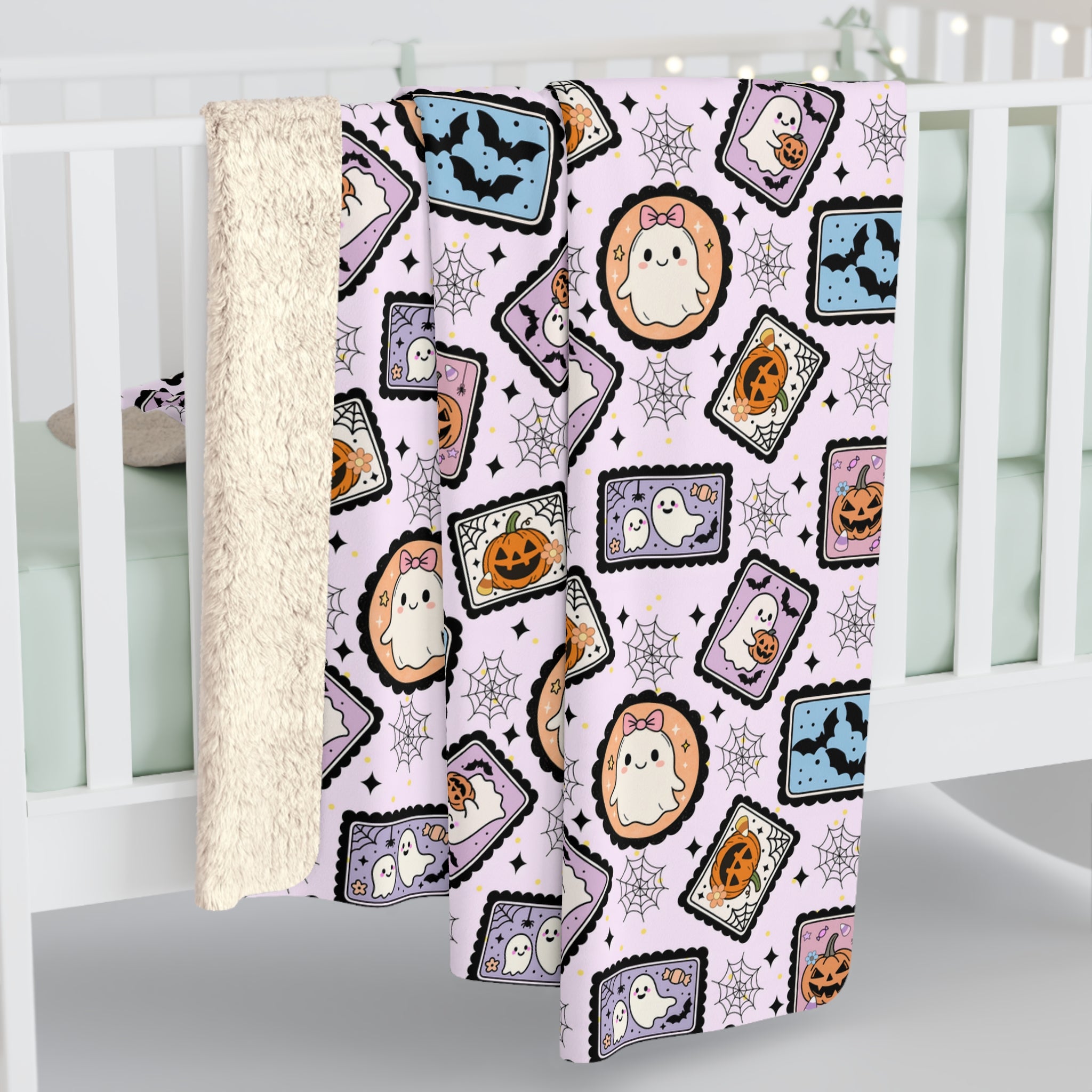 Ghosts and Bats Cozy Sherpa Fleece