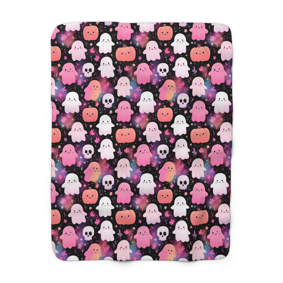 Halloween Ghost & Pumpkin Sherpa Blanket