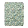 Floral Daisy Sherpa Blanket – Cozy Blue Fleece Throw with Vintage Flowers