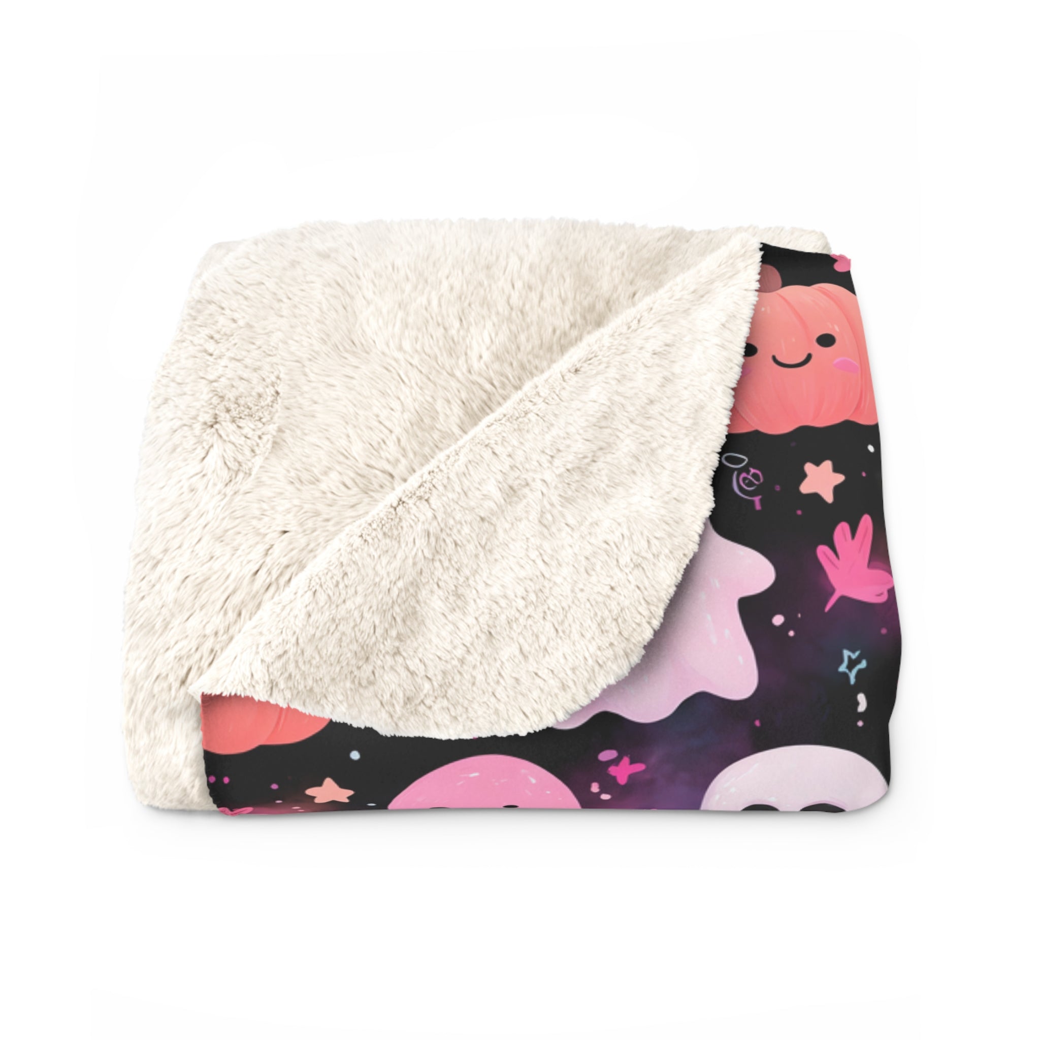 Halloween Ghost & Pumpkin Sherpa Blanket
