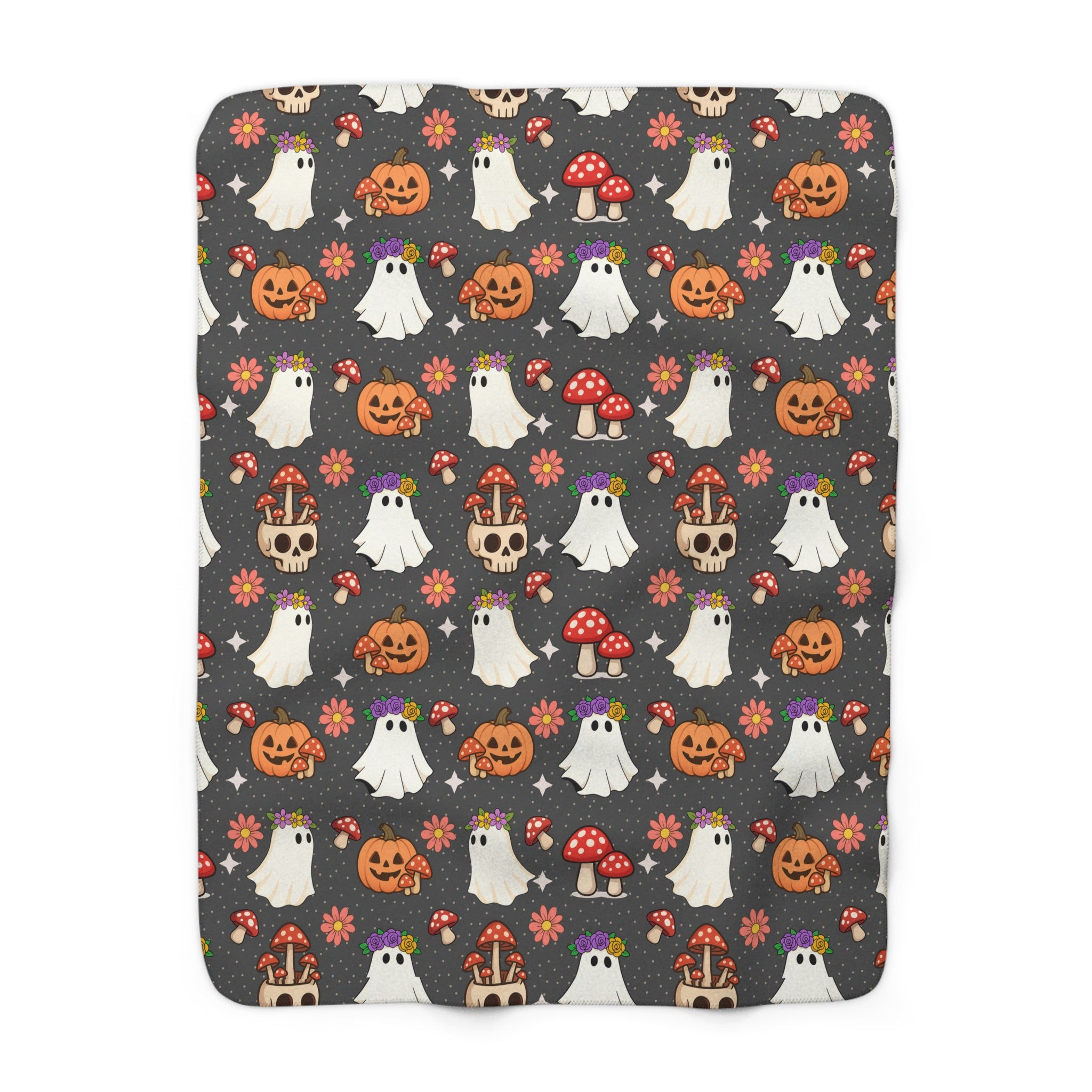 Halloween Ghosts & Pumpkins Sherpa Fleece Blanket