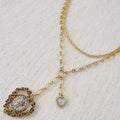 Double Chain Heart Pendant Necklace – Layered Gold Links with