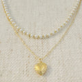 Pearls And Heart Locket Layered Necklace