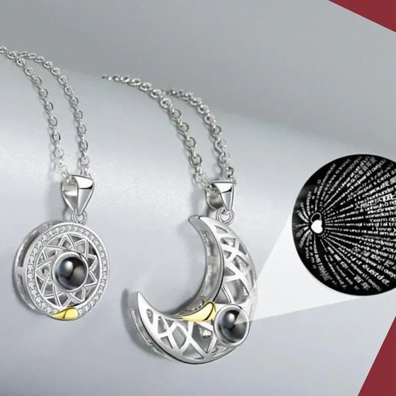 Superior Sense Sun and Moon Lovers Magnetic Men's and Women's Necklace Niche Design Alloy Chain