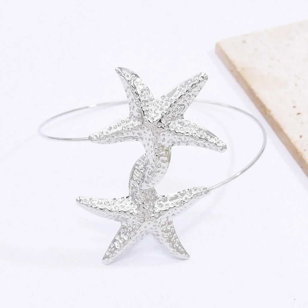 New Fashion Golden Alloy 2 Starfish Arm Bracelet for Women  Summer Beach \Dance Party Cuff Bracelets Jewlery Accessories Gifts