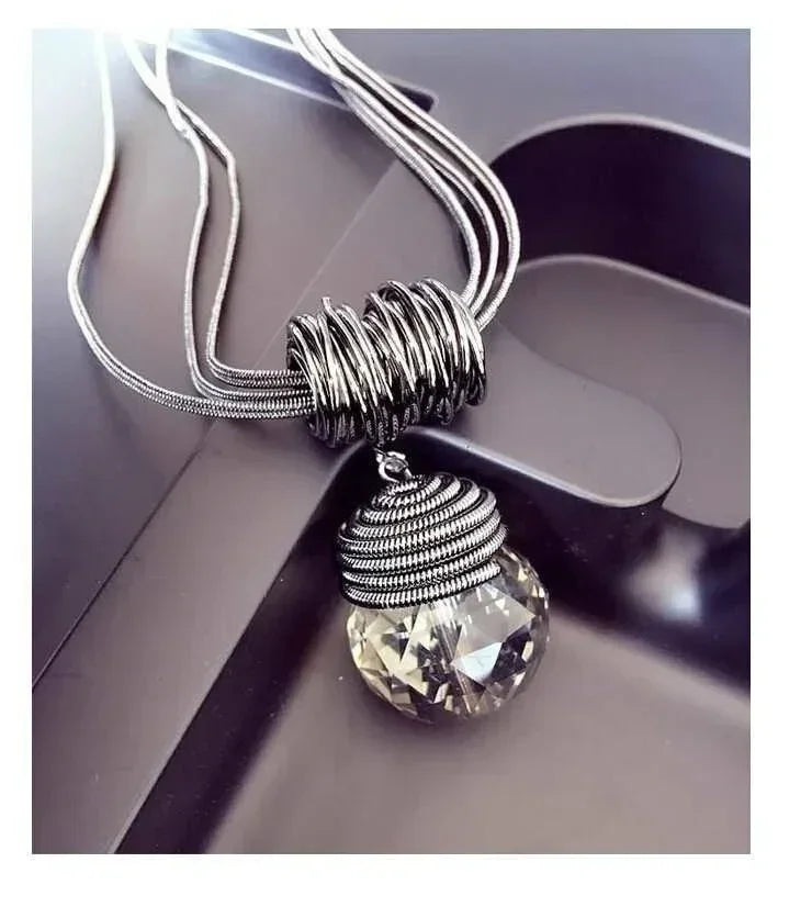New Arrival Long Necklaces for Women 2024 Fashion Gray Crystal Choker Collier Femme Statement Necklaces & Pendants Accessories