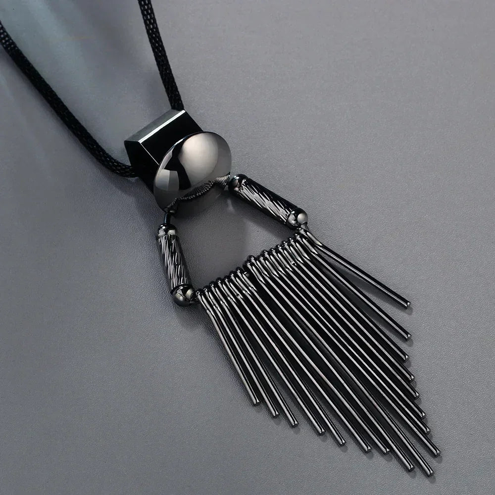New Arrival Long Necklaces for Women 2024 Fashion Gray Crystal Choker Collier Femme Statement Necklaces & Pendants Accessories