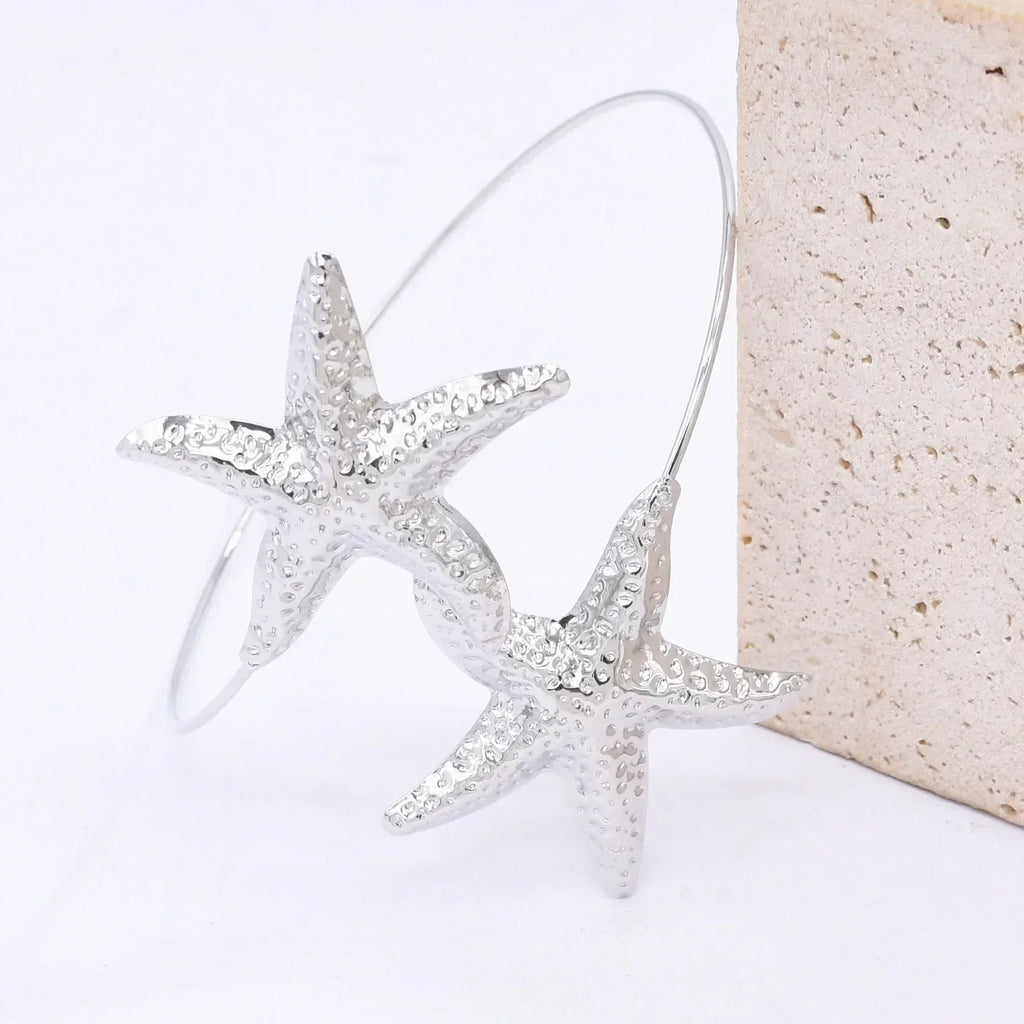 New Fashion Golden Alloy 2 Starfish Arm Bracelet for Women  Summer Beach \Dance Party Cuff Bracelets Jewlery Accessories Gifts