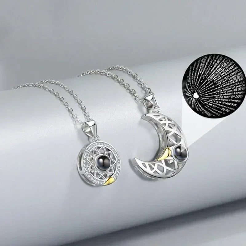 Superior Sense Sun and Moon Lovers Magnetic Men's and Women's Necklace Niche Design Alloy Chain